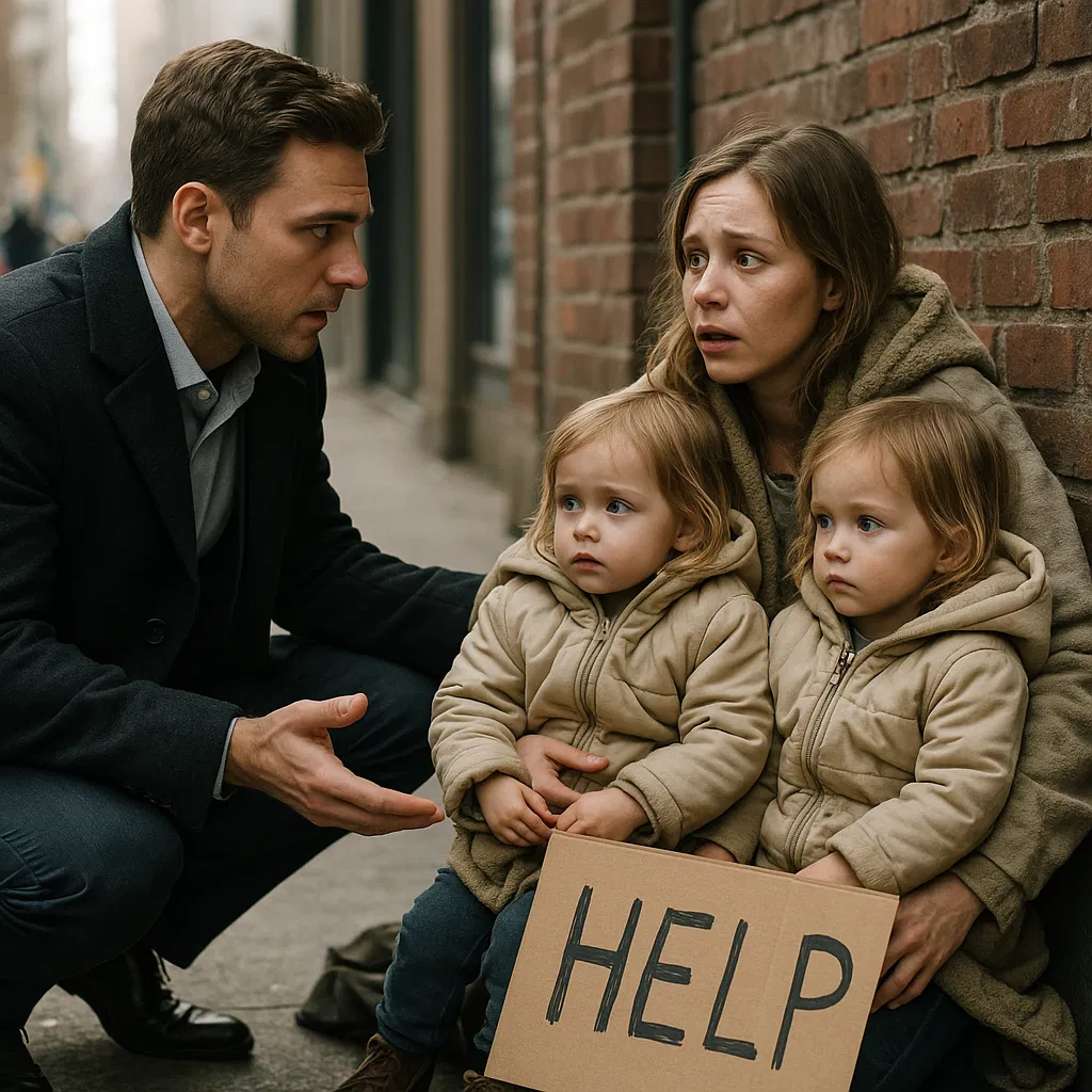 A Millionaire Saw His Childhood Sweetheart Begging with Her Twins—What